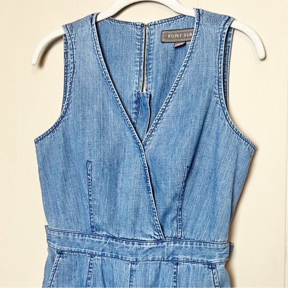 J. Crew Point Sur Wide Leg Tailored Indigo Jumpsuit 2 chambray denim minimalist - Picture 4 of 14
